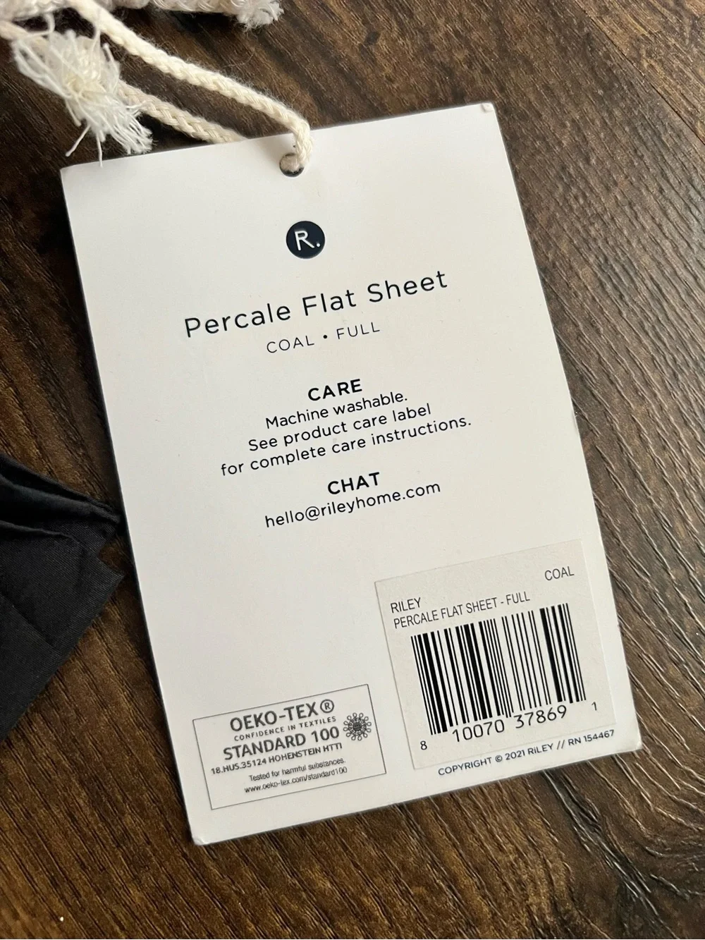 Riley Percale Full Flat Sheet Coal